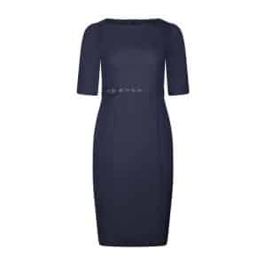 Navy Belted Pencil Dress